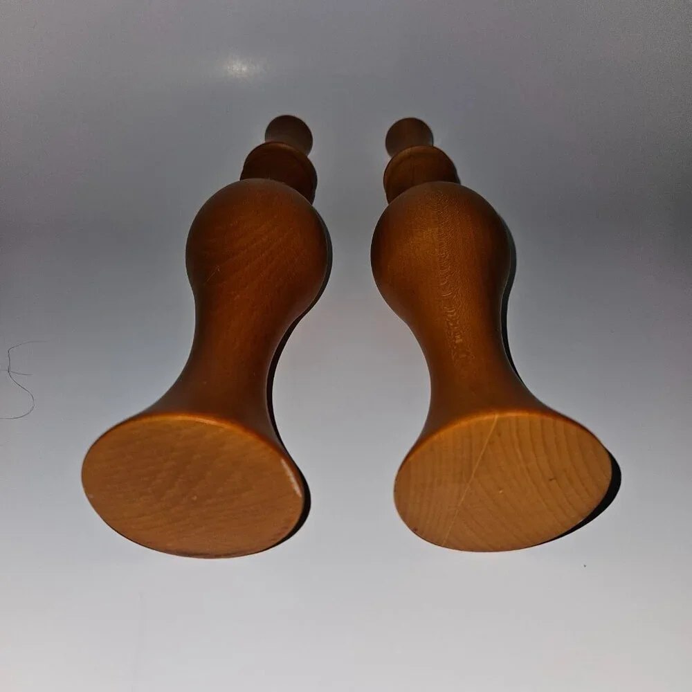 2 Wood Vases For Faux Flowers NARROW NECK Matching Pair READ
